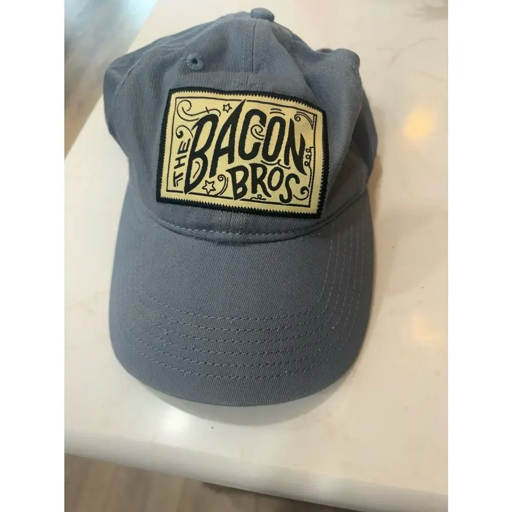 The Bacon Bros Adjustable Snapback Hat Blue Gray Trucker Dad Cap One Size
